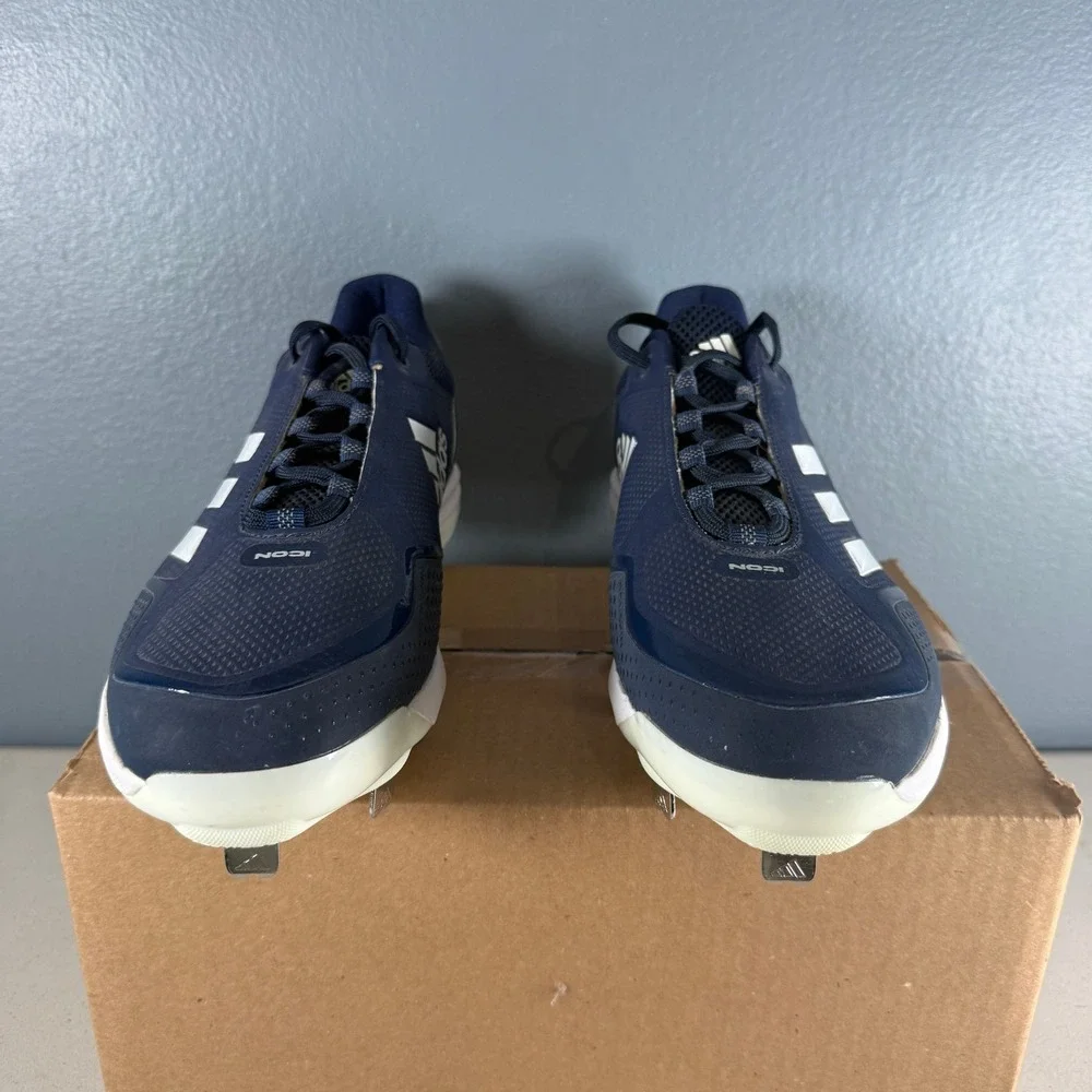 Adidas Icon 7 Low Baseball Cleats Navy White Metal Spikes AS23853 Mens 15